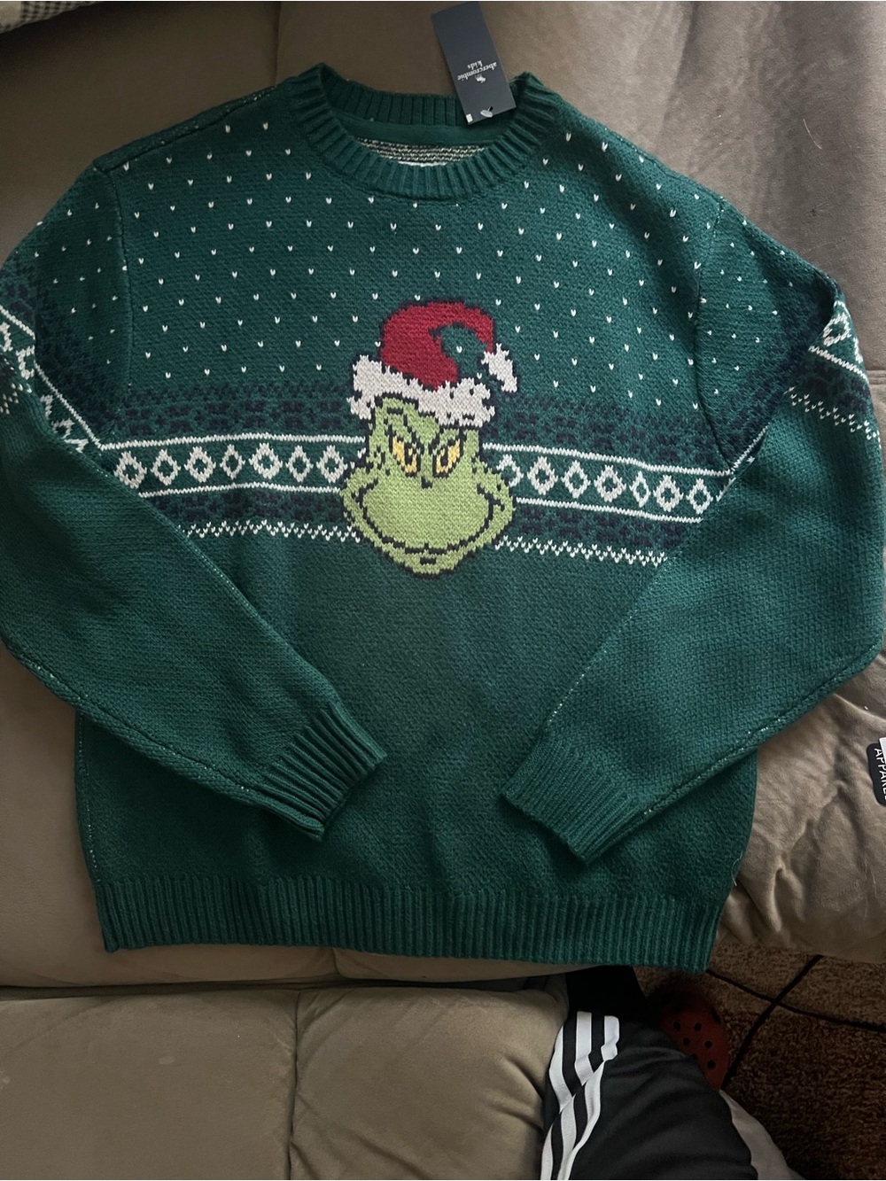 Kids  Unisex Green Grinch Holiday Knit Sweater